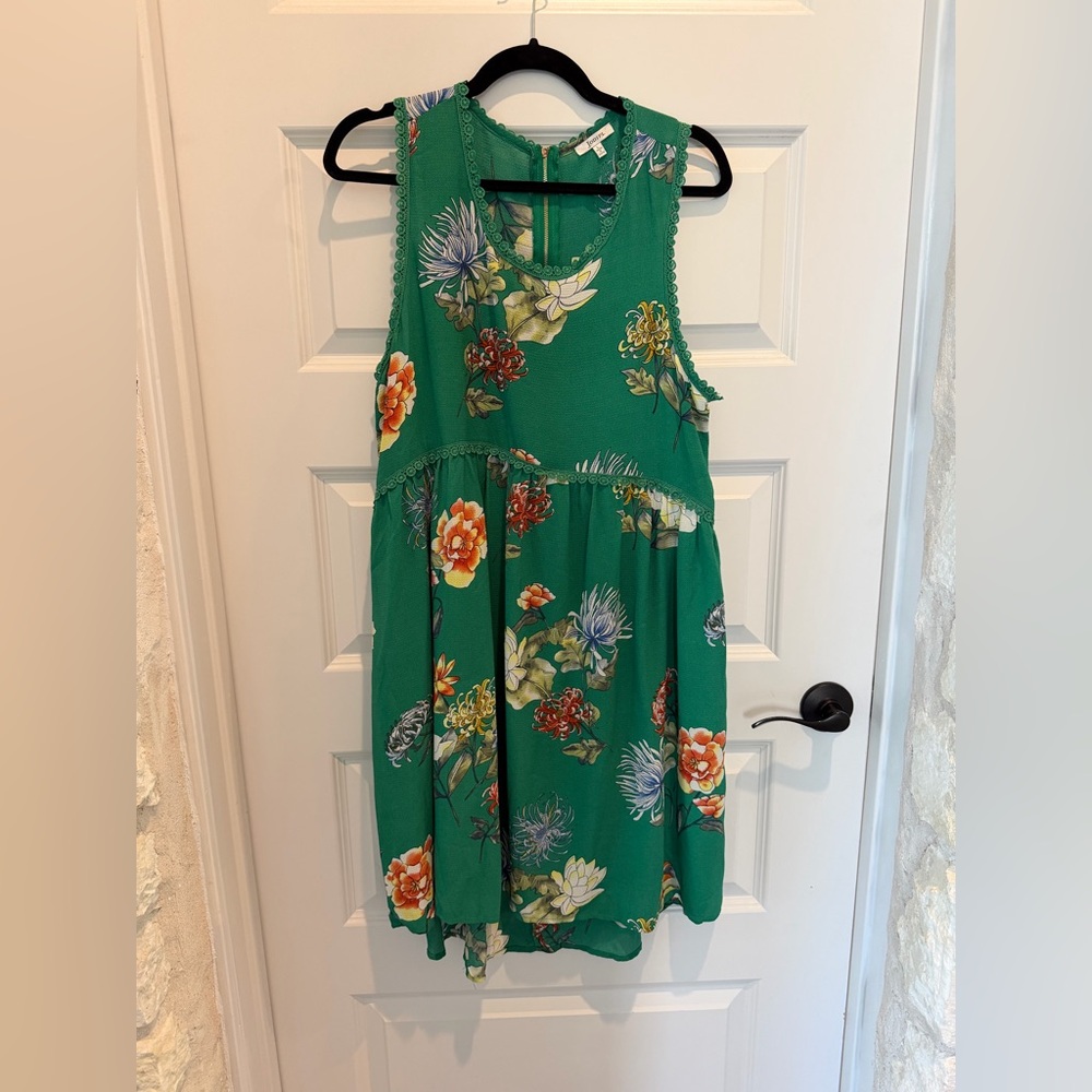 JODIFL Green Floral High Low Dress